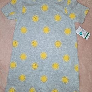 Gray and Yellow Sun Patterned Baby Outfit